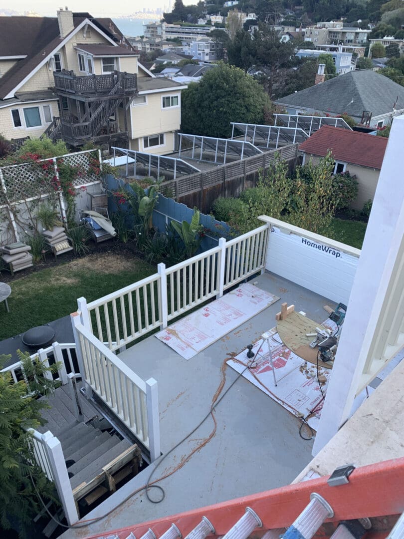 A view of the back deck from above.